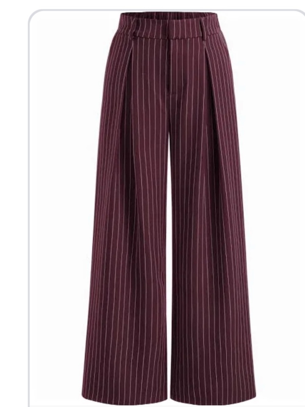 Cider Burgundy Pinstripe Wide-Leg Pants